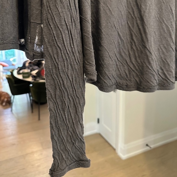 T by Alexander Wang Grey Crinkled Jersey Knit Moto Draping Open Cardigan - Sz M - Picture 6 of 11